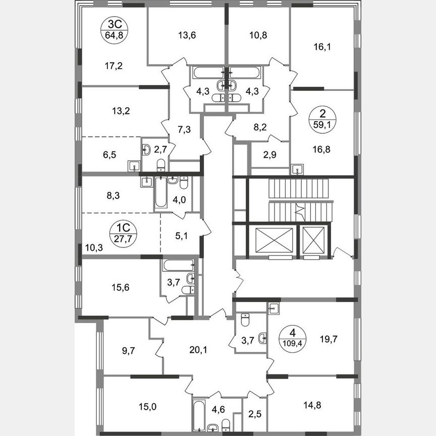 4-к. квартира, 109,4 м², 16/17 эт.