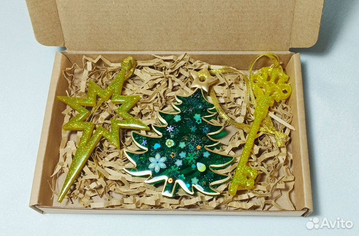 Елочные украшения ручной работы из эпоксидной смол
