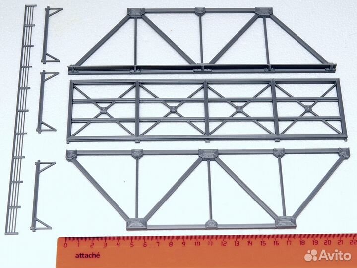 Железная дорога 1/87 Мост ж/д 23 см. + 2 опоры H0