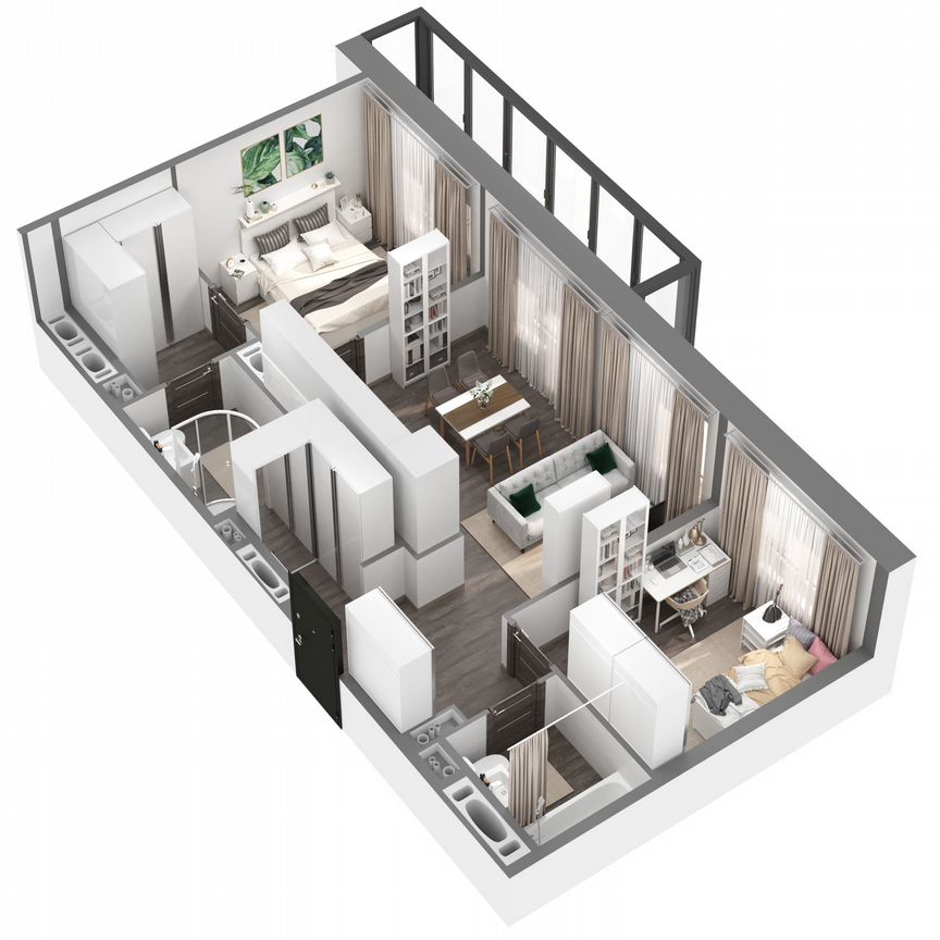 2-к. квартира, 63,7 м², 16/23 эт.