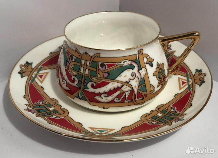 Чашка и блюдце костяной фарфор чайная кофейная ифз