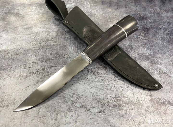 Якутский нож Большой, кованая 95х18, черный граб