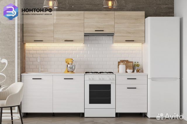 Кухня Глория 2.4м дуб сонома светлый / ясень анкор