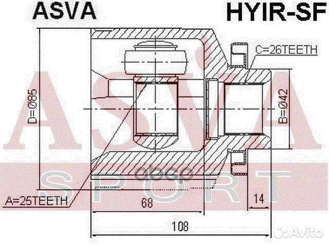 ШРУС внутренний правый 25X42X26 hyir-SF asva