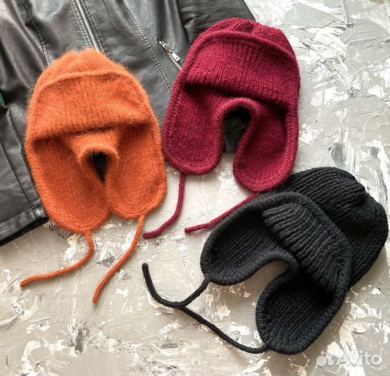 Шапка ушанка женская из пуха норки мохера