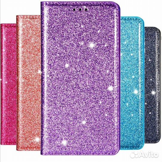 Чехол - книжка с блестками