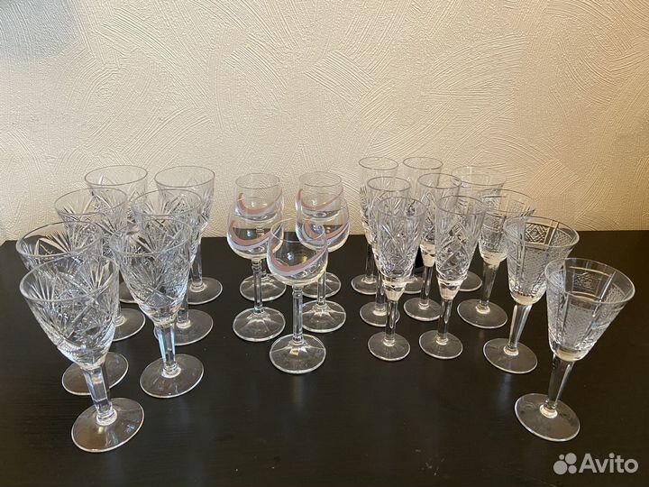 Хрусталь СССР Бокалы Фужеры Рюмки на ножке Стаканы