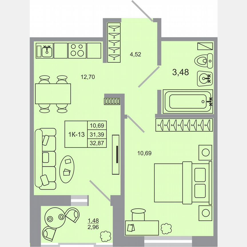 1-к. квартира, 32,9 м², 16/17 эт.
