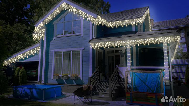 Декоративное освещение домов и фасадов в Уфе