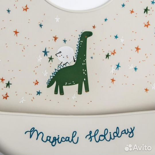 Нагрудник для кормления «Динозаврик» силиконовый с