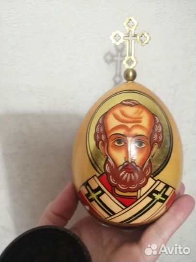 Дерево пасхальное яйцо. Икона-святой лик. Ручная р