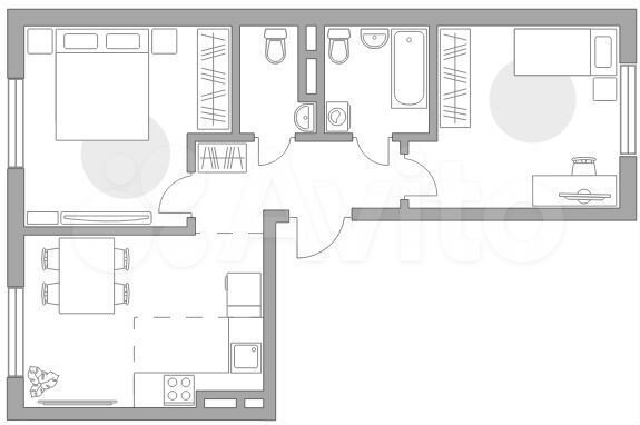 3-к. квартира, 55,4 м², 5/5 эт.