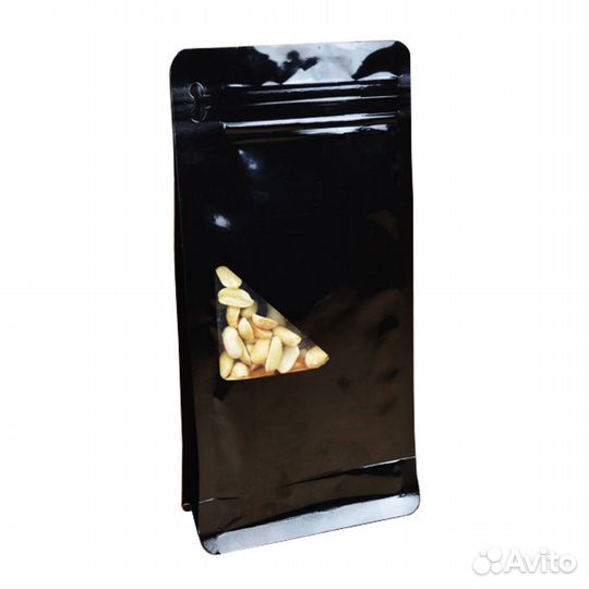 Пакет восьмишовный черный с треугольным окном