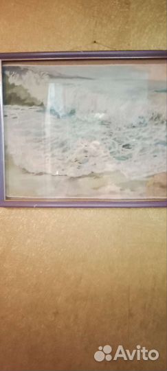 Картина.Пейзаж морской.Акварель,гуашь