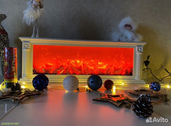 Декоративный камин настольный белый