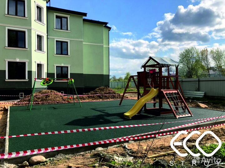 Укладка покрытий из резиновой крошки