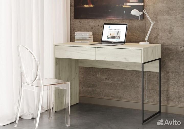 Лофт стол письменный Дуб Крафт Белый