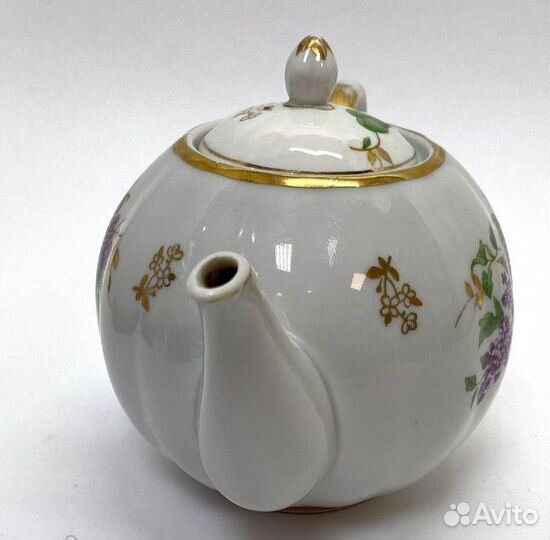 Чайник заварочный фарфоровый СССР Сирень Дулево