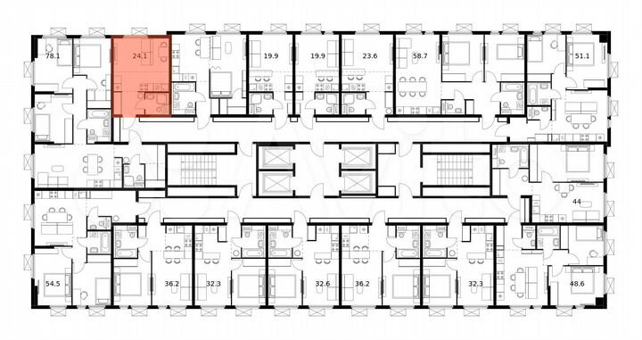Квартира-студия, 24,1 м², 16/25 эт.