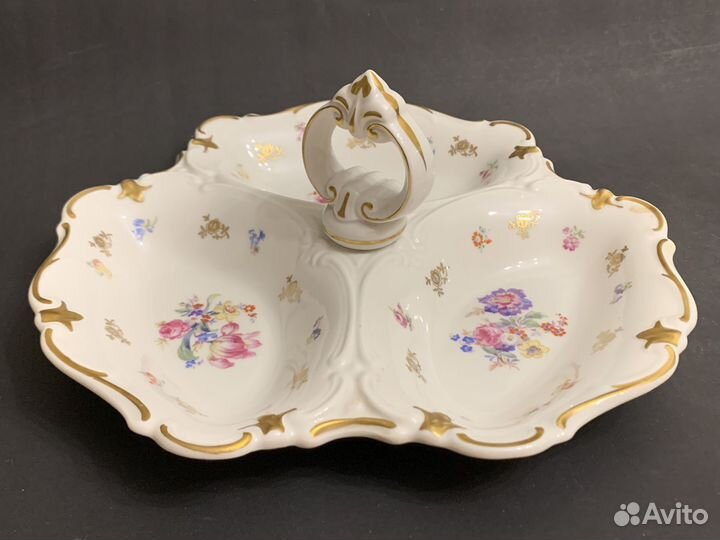 Менажница немецкая антикварная Мейсенский букет