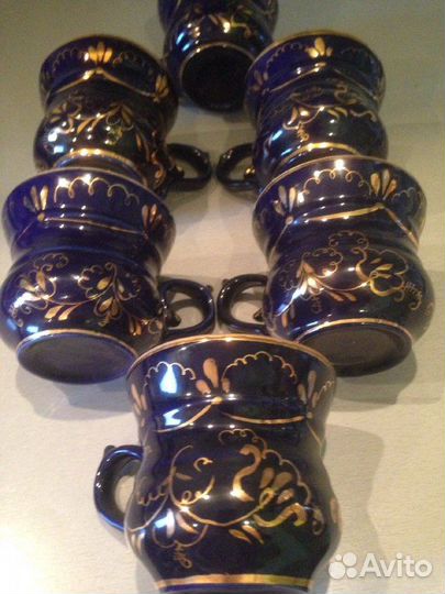 Чашки кобольт с золотом Гжель к Олимпиаде 80 г