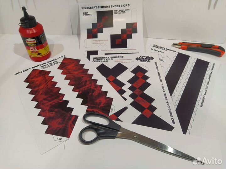 Меч Minecraft. Выкройка для самостоятельной сборки