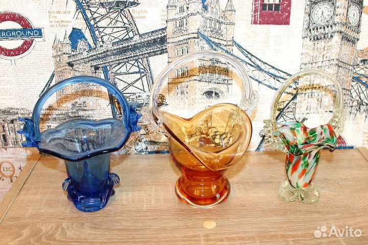 Ваза конфетница из цветного стекла