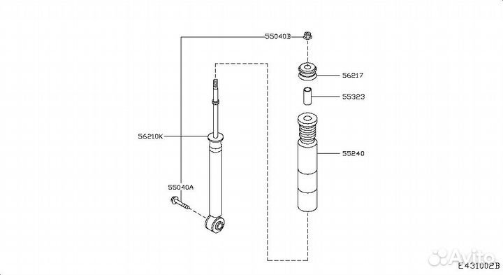 Амортизатор задний Nissan Note