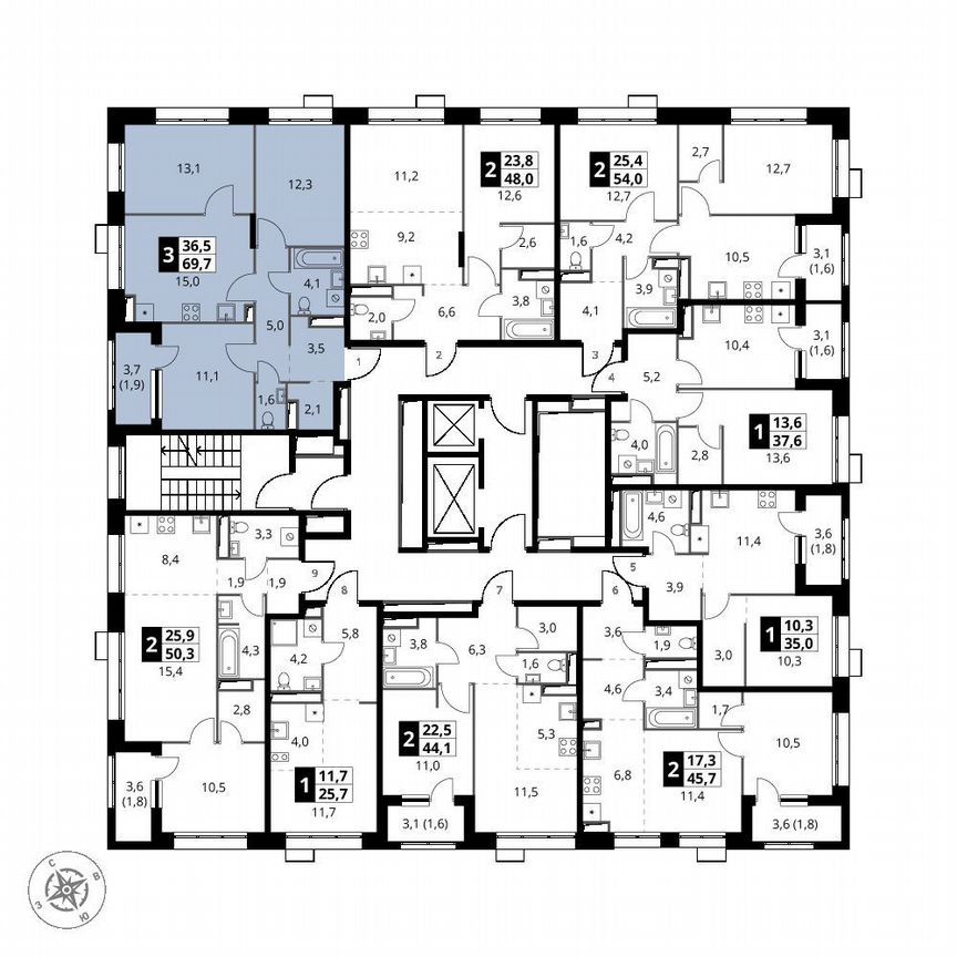 3-к. квартира, 69,7 м², 14/21 эт.