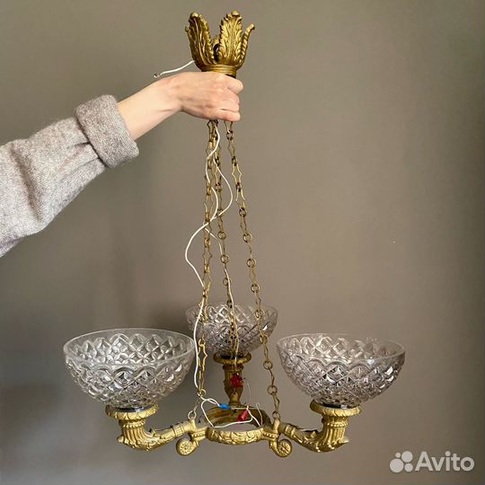 Люстра трехрожковая СССР Сталинский ампир