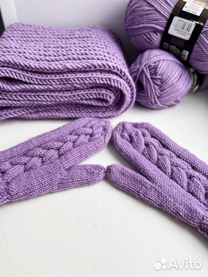 Набор шарфик,повязка на голову,варежки