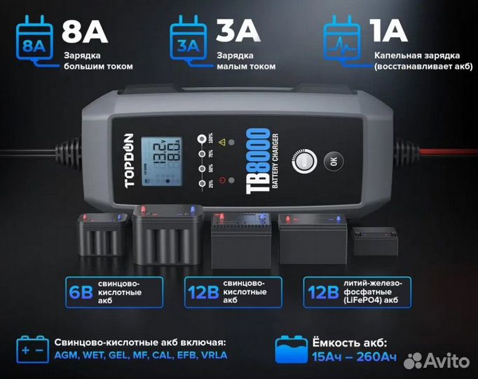 Умное зарядное устройство topdon TB8000