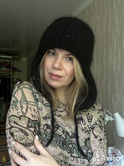 Шапка ушанка вязаная