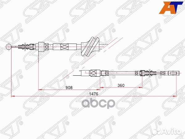 Трос ручного тормоза audi 100 IV 91-93 дисковые