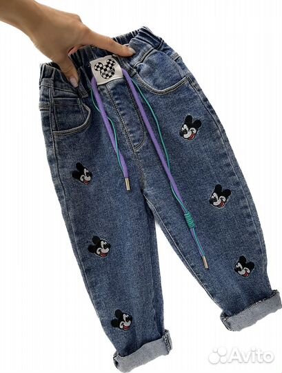 Новые Джинсы с микки для девочек 86-98р