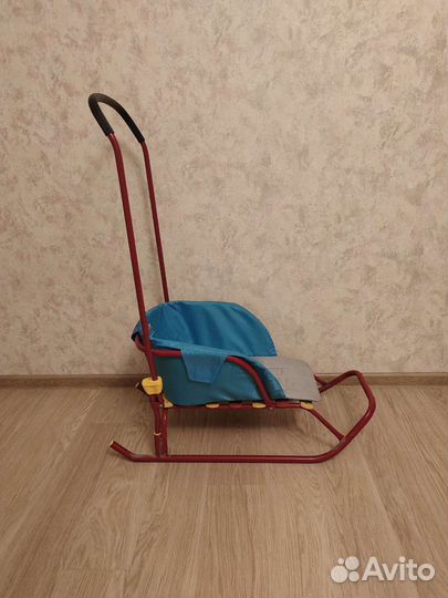 Санки с матрасом и длинной ручкой