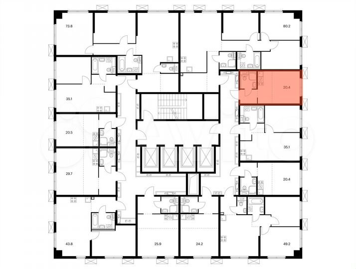 Квартира-студия, 20,4 м², 19/33 эт.