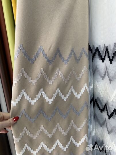 Комплект шторы и тюль с вышивкой