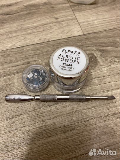 Акриловая пудра+стразы+лопатка