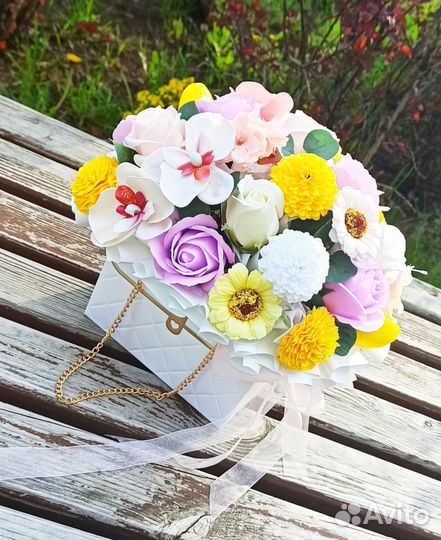 Букет цветов, прдарок день рождения, мыльные цветы