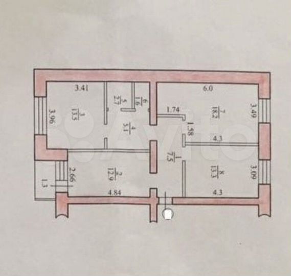 3-к. квартира, 74,8 м², 2/5 эт.
