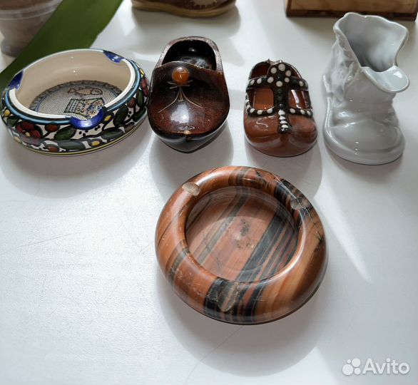 Пепельница ботинок керамика дерево камень