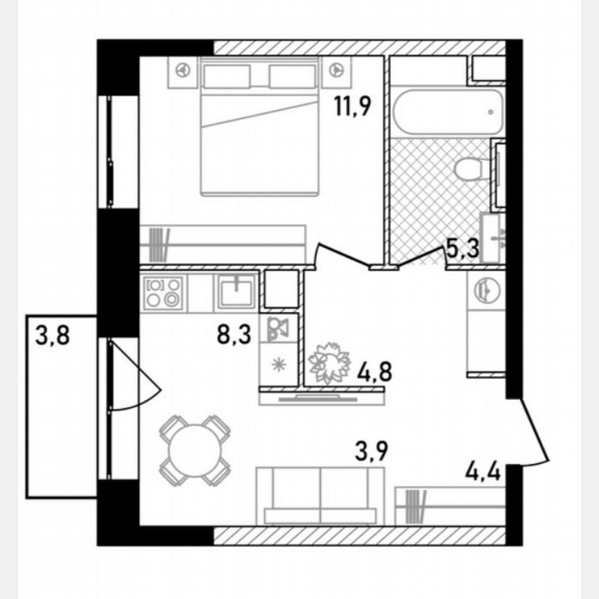 1-к. квартира, 39,6 м², 23/26 эт.