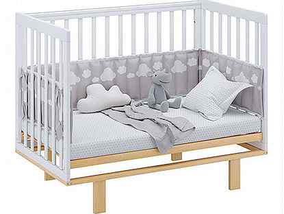 Кроватка детская Simple 340 белый / натуральный