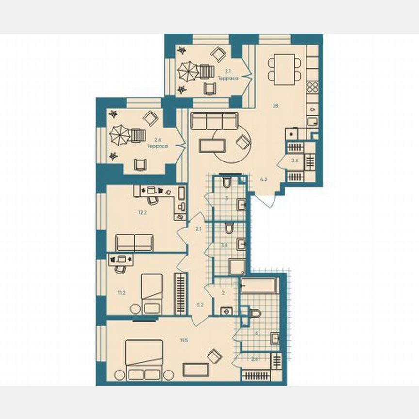 3-к. квартира, 107,1 м², 32/33 эт.