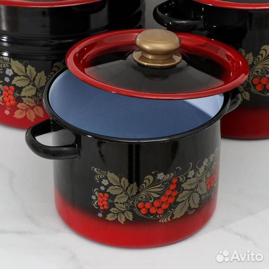 Набор кастрюль 'Рябинка', 3 предмета 3,5/5,5/8 л