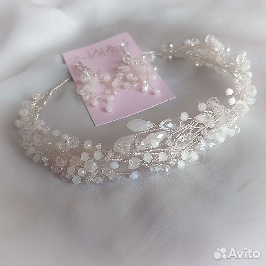 Свадебный венок, диадема с серёжками