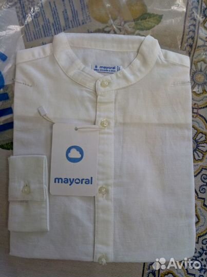 Новая белая рубашка Майорал, Испания, 128/8 лет