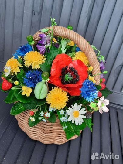 Полевые цветы из полимерной глины(холодный фарфор)