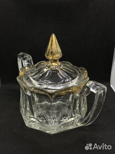 Сахарница. Чайница. Мальцов. исз. Старинное стекло